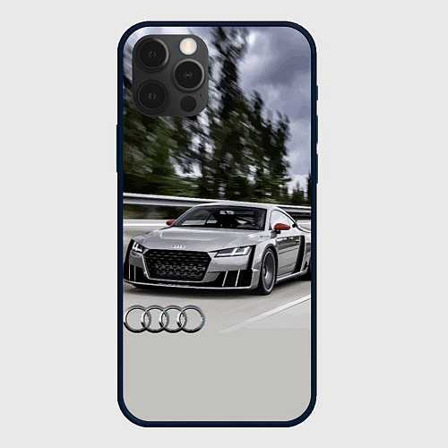 Чехол iPhone 12 Pro Max Ауди на скоростном шоссе Audi on the expressway / 3D-Черный – фото 1