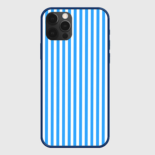 Чехол iPhone 12 Pro Max ПОЛОСКИ СИНИЕ / 3D-Тёмно-синий – фото 1