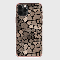 Чехол iPhone 12 Pro Max Черно-коричневая текстура камня