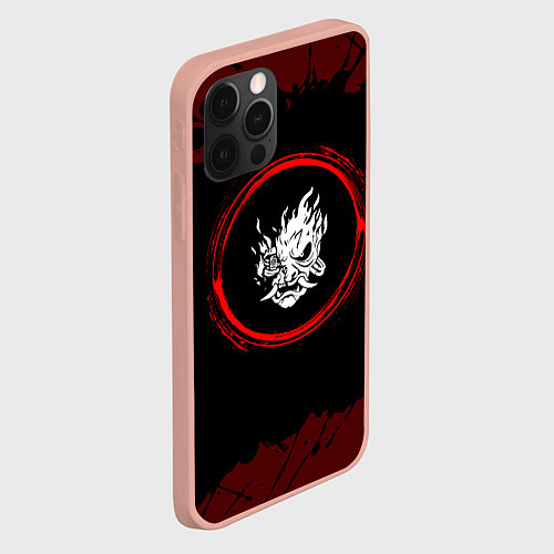 Чехол iPhone 12 Pro Max Символ Cyberpunk 2077 и краска вокруг на темном фо / 3D-Светло-розовый – фото 2