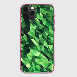 Чехол для iPhone 12 Pro Max Объёмный полигональный камуфляж, цвет: 3D-малиновый