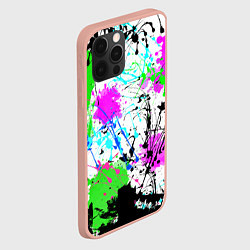Чехол для iPhone 12 Pro Max Неоновые разноцветные пятна и брызги красок, цвет: 3D-светло-розовый — фото 2