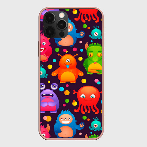 Чехол iPhone 12 Pro Max CHARMING MONSTERS / 3D-Светло-розовый – фото 1