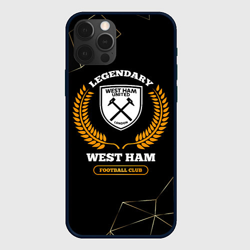 Чехол iPhone 12 Pro Max Лого West Ham и надпись Legendary Football Club на / 3D-Черный – фото 1