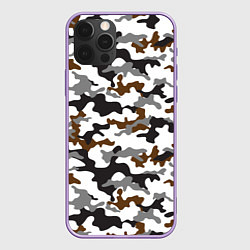 Чехол iPhone 12 Pro Max Камуфляж Чёрно-Белый Camouflage Black-White