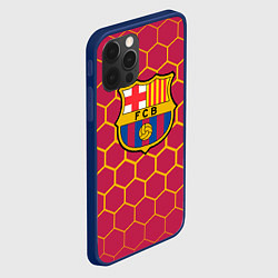 Чехол для iPhone 12 Pro Max FC BARCELONA соты, цвет: 3D-тёмно-синий — фото 2