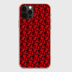 Чехол для iPhone 12 Pro Max Красные психоделический смайлы, цвет: 3D-светло-розовый