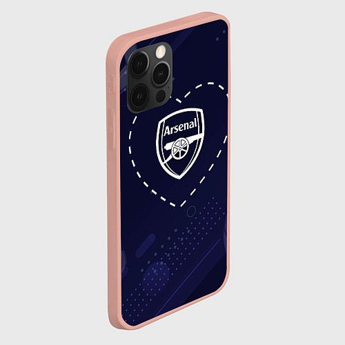 Чехол iPhone 12 Pro Max Лого Arsenal в сердечке на фоне мячей / 3D-Светло-розовый – фото 2