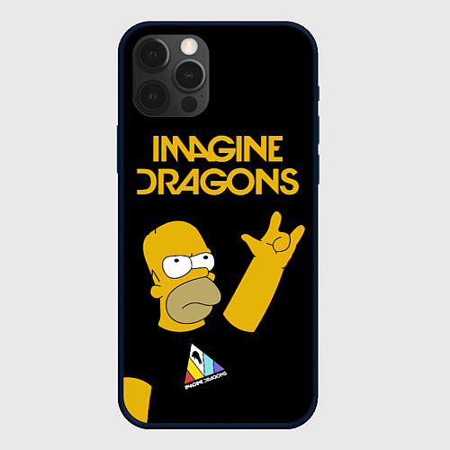 Чехол iPhone 12 Pro Max Imagine Dragons Гомер Симпсон Рокер / 3D-Черный – фото 1