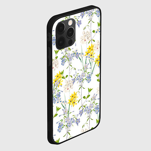 Чехол iPhone 12 Pro Max Цветы Барвинок и Рудбекия / 3D-Черный – фото 2