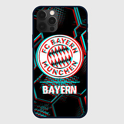 Чехол для iPhone 12 Pro Max Bayern FC в стиле Glitch на темном фоне, цвет: 3D-черный