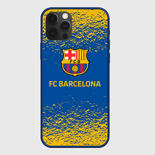 Чехол iPhone 12 Pro Max Barcelona желтые брызги / 3D-Тёмно-синий – фото 1