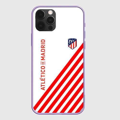 Чехол iPhone 12 Pro Max Atletico madrid красные полосы / 3D-Сиреневый – фото 1