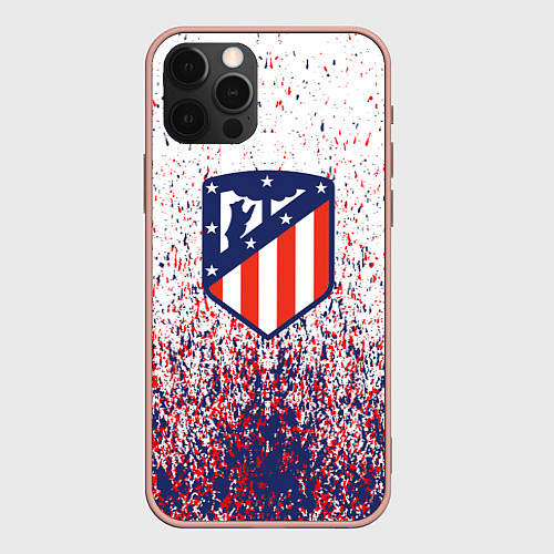 Чехол iPhone 12 Pro Max Atletico madrid logo брызги красок / 3D-Светло-розовый – фото 1