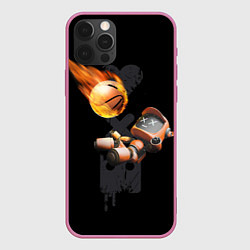 Чехол для iPhone 12 Pro Max Горящий мяч и падающий робот, цвет: 3D-малиновый