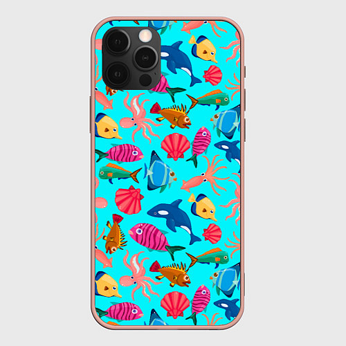 Чехол iPhone 12 Pro Max THE UNDERWATER WORLD OF THE OCEAN / 3D-Светло-розовый – фото 1