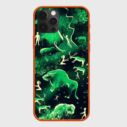 Чехол iPhone 12 Pro Max Альтернативная Альтамира зеленая / 3D-Красный – фото 1