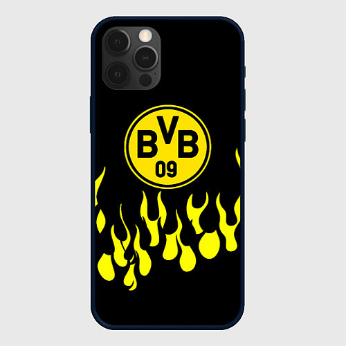 Чехол iPhone 12 Pro Max Borussia пламя / 3D-Черный – фото 1