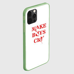 Чехол для iPhone 12 Pro Max Make boys cry дизайн с красным текстом, цвет: 3D-салатовый — фото 2