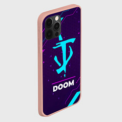 Чехол для iPhone 12 Pro Max Символ Doom в неоновых цветах на темном фоне, цвет: 3D-светло-розовый — фото 2