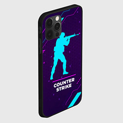 Чехол для iPhone 12 Pro Max Символ Counter Strike в неоновых цветах на темном, цвет: 3D-черный — фото 2