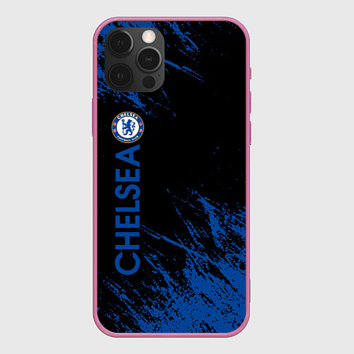 Чехол iPhone 12 Pro Max Chelsea текстура / 3D-Малиновый – фото 1