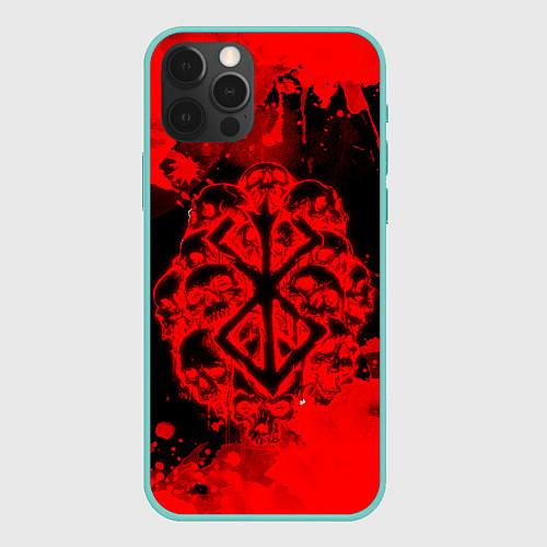 Чехол iPhone 12 Pro Max КЛЕЙМО ЖЕРТВЫ И ЧЕРЕПА БЕРСЕРК - BERSERK / 3D-Мятный – фото 1