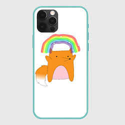 Чехол для iPhone 12 Pro Max Rainbow Fox, цвет: 3D-мятный