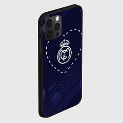 Чехол для iPhone 12 Pro Max Лого Real Madrid в сердечке на фоне мячей, цвет: 3D-черный — фото 2