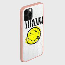 Чехол для iPhone 12 Pro Max Nirvana логотип гранж, цвет: 3D-светло-розовый — фото 2