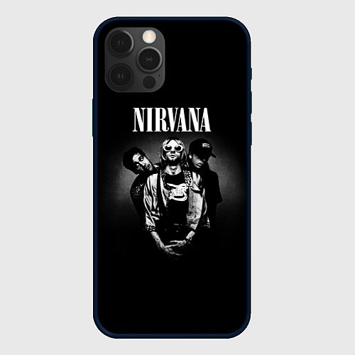 Чехол iPhone 12 Pro Max Nirvana рок-группа / 3D-Черный – фото 1