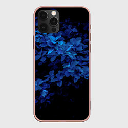 Чехол для iPhone 12 Pro Max BLUE FLOWERS Синие цветы, цвет: 3D-светло-розовый