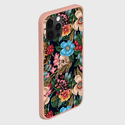 Чехол для iPhone 12 Pro Max Паттерн из цветов, черепов и саламандр, цвет: 3D-светло-розовый — фото 2
