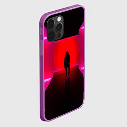 Чехол для iPhone 12 Pro Max Неоновый коридор и человек - Розовый, цвет: 3D-сиреневый — фото 2