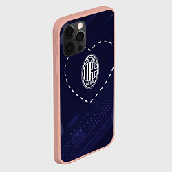 Чехол для iPhone 12 Pro Max Лого AC Milan в сердечке на фоне мячей, цвет: 3D-светло-розовый — фото 2