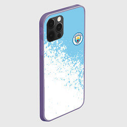 Чехол для iPhone 12 Pro Max Manchester city белые брызги на голубом фоне, цвет: 3D-серый — фото 2