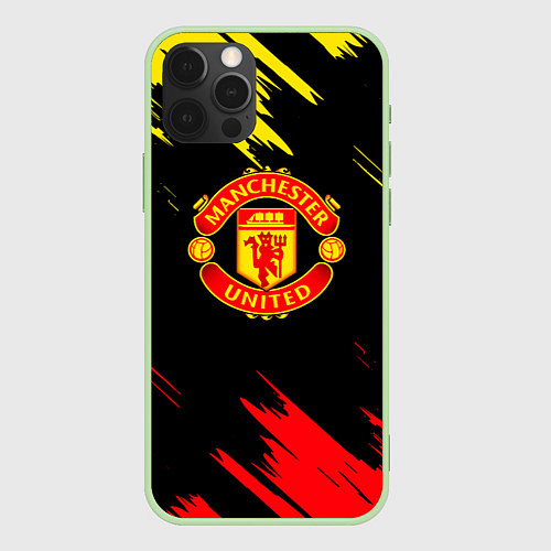 Чехол iPhone 12 Pro Max Manchester united Texture / 3D-Салатовый – фото 1