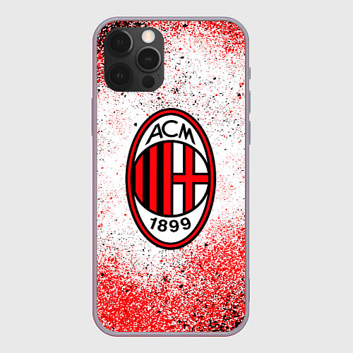 Чехол iPhone 12 Pro Max Ac milan красно черные брызги / 3D-Серый – фото 1