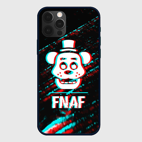 Чехол iPhone 12 Pro Max FNAF в стиле Glitch Баги Графики на темном фоне / 3D-Черный – фото 1