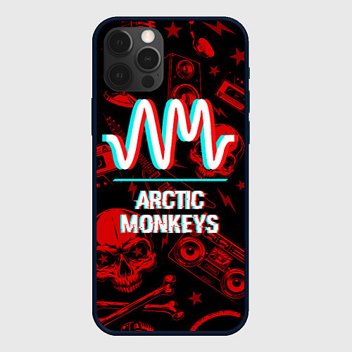 Чехол iPhone 12 Pro Max Arctic Monkeys Rock Glitch / 3D-Черный – фото 1