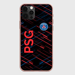Чехол для iPhone 12 Pro Max Psg красные синие чёрточки, цвет: 3D-светло-розовый