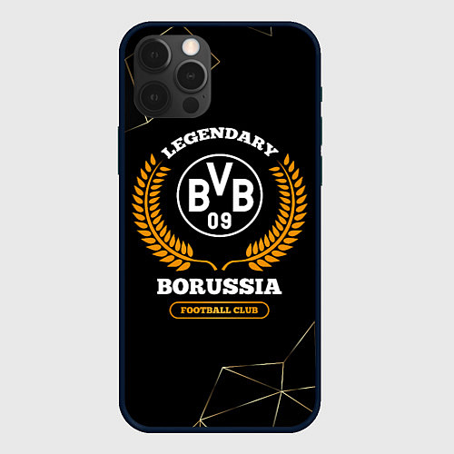 Чехол iPhone 12 Pro Max Лого Borussia и надпись Legendary Football Club на / 3D-Черный – фото 1