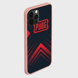 Чехол для iPhone 12 Pro Max Красный Символ PUBG на темном фоне со стрелками, цвет: 3D-светло-розовый — фото 2