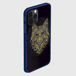 Чехол для iPhone 12 Pro Max Голова волка с узорами, цвет: 3D-тёмно-синий — фото 2
