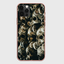 Чехол iPhone 12 Pro Max Множество черепов во тьме - Жёлтый