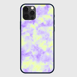 Чехол для iPhone 12 Pro Max Нежный желто-фиолетовый тай дай, цвет: 3D-черный