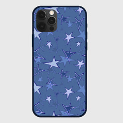 Чехол iPhone 12 Pro Max Gray-Blue Star Pattern