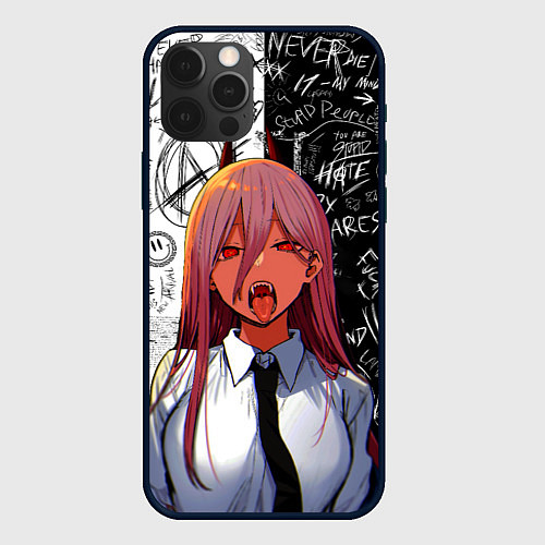 Чехол iPhone 12 Pro Max ПАУЭР Демон Человек бензопила / 3D-Черный – фото 1