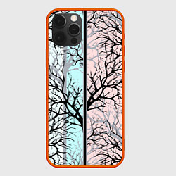 Чехол для iPhone 12 Pro Max Абстрактный узор tree branches, цвет: 3D-красный