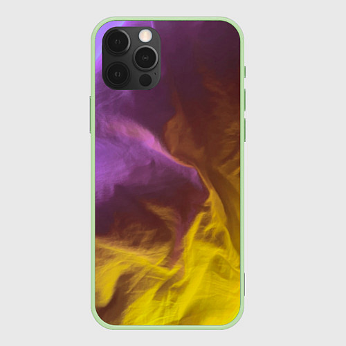 Чехол iPhone 12 Pro Max Неоновые фонари на шёлковой поверхности - Фиолетов / 3D-Салатовый – фото 1